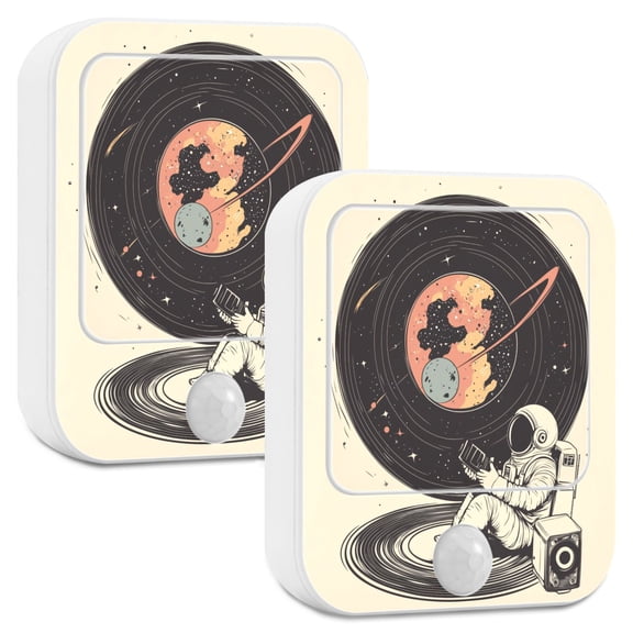 Yayeee 2-Pack Plug in LED Night Lights with Light Sensors Motion Detectors, Space Record