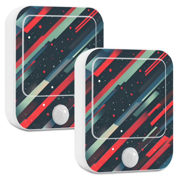 Yayeee LED Night Lights with Motion Detectors Auto Dusk to Dawn Light Sensors, 2 Pack, Stars Abstract Lines