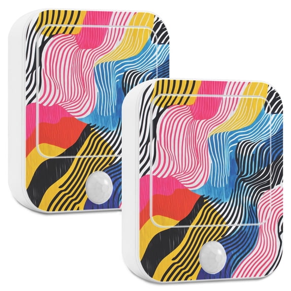 Yayeee 2-Pack Plug in LED Night Lights with Light Sensors Motion Detectors, Stripes Pattern