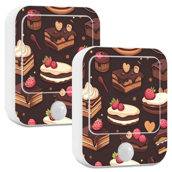 Yayeee 2-Pack Plug in LED Night Lights with Light Sensors Motion Detectors, Sweet Cakes