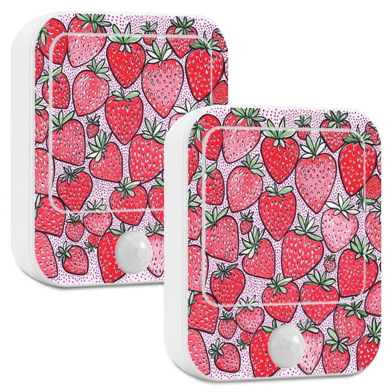 Yayeee LED Night Lights with Motion Detectors Auto Dusk to Dawn Light Sensors, 2 Pack, Sweet Strawberry