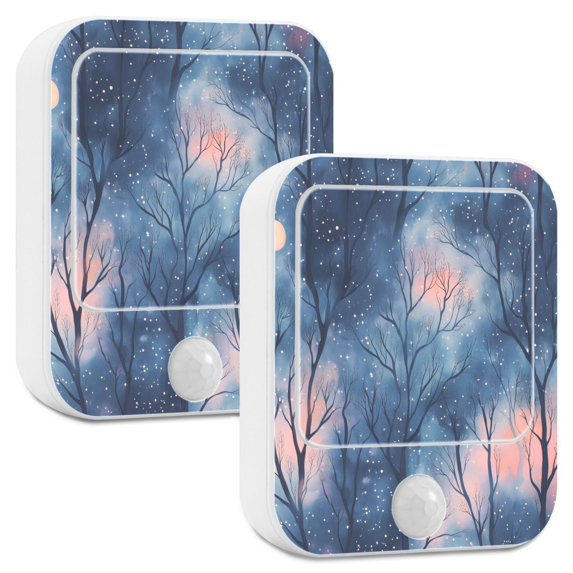 Yayeee LED Night Lights with Motion Detectors Auto Dusk to Dawn Light Sensors, 2 Pack, Trees in The Night