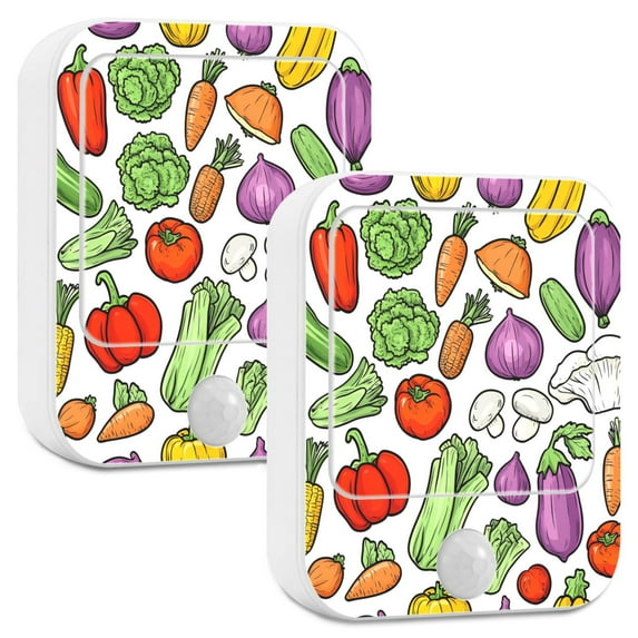 Yayeee LED Night Lights with Motion Detectors Auto Dusk to Dawn Light Sensors, 2 Pack, Vegetables Pattern