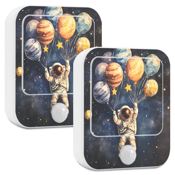 Yayeee 2-Pack Plug in LED Night Lights with Light Sensors Motion Detectors, Watercolor Astronaut