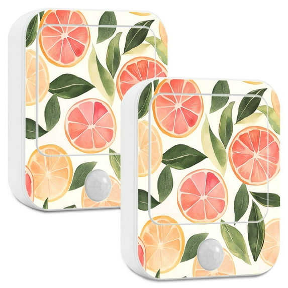 Yayeee LED Night Lights with Motion Detectors Auto Dusk to Dawn Light Sensors, 2 Pack, Watercolor Grapefruit