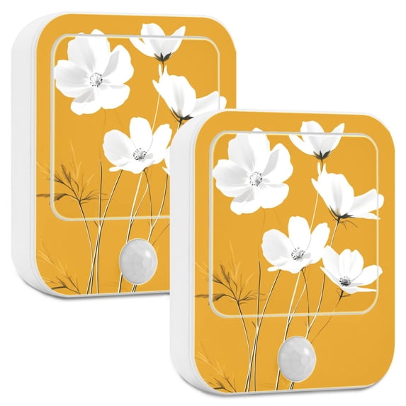 Yayeee LED Night Lights with Motion Detectors Auto Dusk to Dawn Light Sensors, 2 Pack, White Flowers