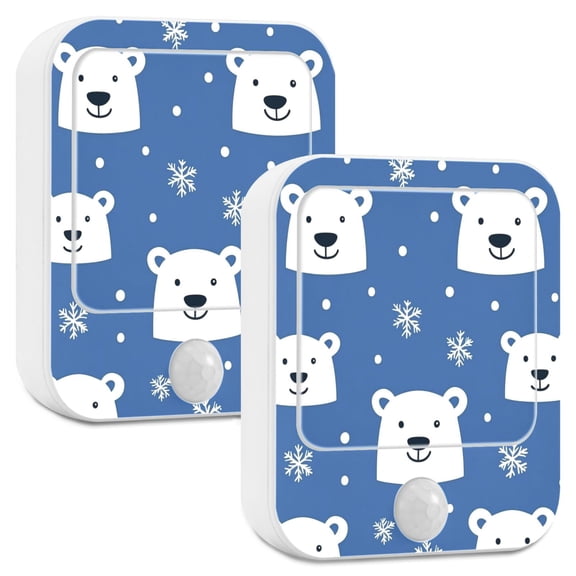 Yayeee LED Night Lights with Motion Detectors Auto Dusk to Dawn Light Sensors, 2 Pack, White Polar Bear
