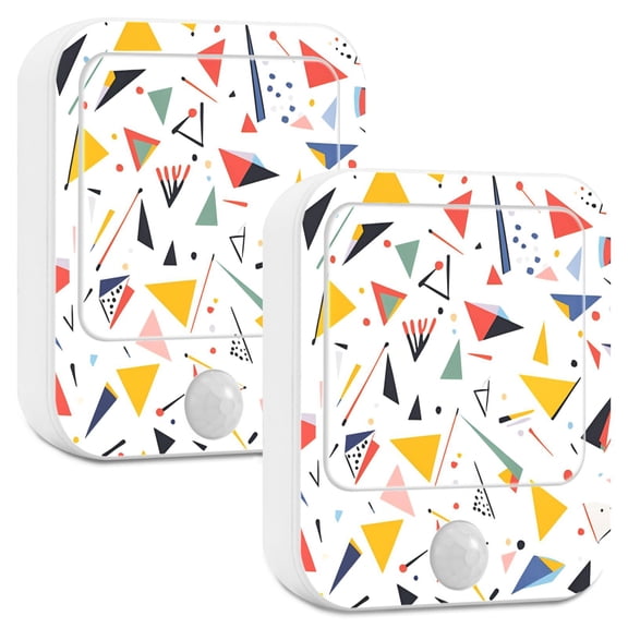Yayeee 2-Pack Plug in LED Night Lights with Light Sensors Motion Detectors, White Triangles