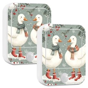 Yayeee LED Night Lights with Motion Detectors Auto Dusk to Dawn Light Sensors, 2 Pack, Winter Goose Scarves