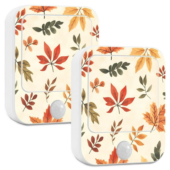 Yayeee LED Night Lights with Motion Detectors Auto Dusk to Dawn Light Sensors, 2 Pack, Yellow Autumn Leaves