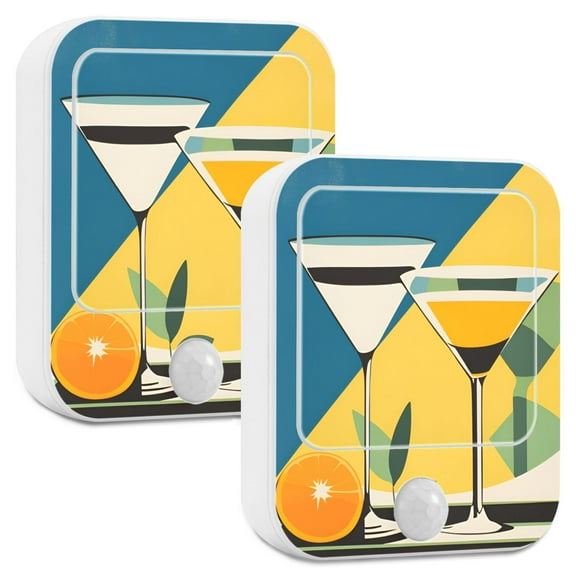 Yayeee 2-Pack Plug in LED Night Lights with Light Sensors Motion Detectors, Yellow Glasses