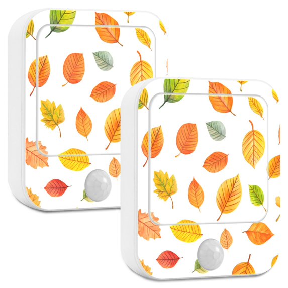 Yayeee LED Night Lights with Motion Detectors Auto Dusk to Dawn Light Sensors, 2 Pack, Yellow Leaves