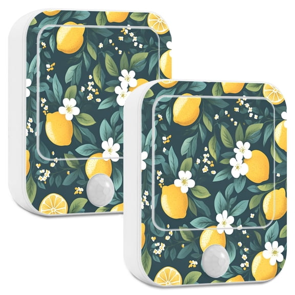 Yayeee 2-Pack Plug in LED Night Lights with Light Sensors Motion Detectors, Yellow Lemons