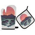 thumbnail image 1 of Yayeee Oven Mitts and Pot Holder Set of 2 Heat Resistant Kitchen Gloves Baking Hot Pad, Abstract Elephant, 1 of 5