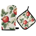 thumbnail image 1 of Yayeee Oven Mitts and Pot Holder Set of 2 Heat Resistant Kitchen Gloves Baking Hot Pad, Apples Flower Pattern, 1 of 5