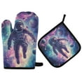 thumbnail image 1 of Yayeee Oven Mitts and Pot Holder Set of 2 Heat Resistant Kitchen Gloves Baking Hot Pad, Astronaut Pattern, 1 of 5