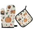 thumbnail image 1 of Yayeee Oven Mitts and Pot Holder Set of 2 Heat Resistant Kitchen Gloves Baking Hot Pad, Beige Fall Leaves, 1 of 5