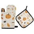 thumbnail image 1 of Yayeee Oven Mitts and Pot Holder Set of 2 Heat Resistant Kitchen Gloves Baking Hot Pad, Beige Fall Pumpkin, 1 of 5