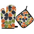 thumbnail image 1 of Yayeee Oven Mitts and Pot Holder Set of 2 Heat Resistant Kitchen Gloves Baking Hot Pad, Black Clover Pattern, 1 of 5