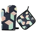 thumbnail image 1 of Yayeee Oven Mitts and Pot Holder Set of 2 Heat Resistant Kitchen Gloves Baking Hot Pad, Black Cubes, 1 of 5