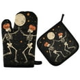 thumbnail image 1 of Yayeee Oven Mitts and Pot Holder Set of 2 Heat Resistant Kitchen Gloves Baking Hot Pad, Black Halloween Dancing, 1 of 5