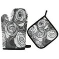 thumbnail image 1 of Yayeee Oven Mitts and Pot Holder Set of 2 Heat Resistant Kitchen Gloves Baking Hot Pad, Black Roses, 1 of 5