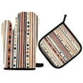 thumbnail image 1 of Yayeee Oven Mitts and Pot Holder Set of 2 Heat Resistant Kitchen Gloves Baking Hot Pad, Brown Abstract Dots, 1 of 5