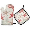 thumbnail image 1 of Yayeee Oven Mitts and Pot Holder Set of 2 Heat Resistant Kitchen Gloves Baking Hot Pad, Brown Starfish, 1 of 5