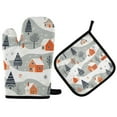 thumbnail image 1 of Yayeee Oven Mitts and Pot Holder Set of 2 Heat Resistant Kitchen Gloves Baking Hot Pad, Cartoon Orange Houses, 1 of 5