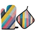 thumbnail image 1 of Yayeee Oven Mitts and Pot Holder Set of 2 Heat Resistant Kitchen Gloves Baking Hot Pad, Color Striped, 1 of 5