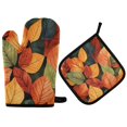 thumbnail image 1 of Yayeee Oven Mitts and Pot Holder Set of 2 Heat Resistant Kitchen Gloves Baking Hot Pad, Colorful Leaves, 1 of 5