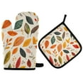 thumbnail image 1 of Yayeee Oven Mitts and Pot Holder Set of 2 Heat Resistant Kitchen Gloves Baking Hot Pad, Colorful Leaves, 1 of 5