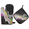 thumbnail image 1 of Yayeee Oven Mitts and Pot Holder Set of 2 Heat Resistant Kitchen Gloves Baking Hot Pad, Colorful White, 1 of 5
