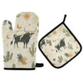 thumbnail image 1 of Yayeee Oven Mitts and Pot Holder Set of 2 Heat Resistant Kitchen Gloves Baking Hot Pad, Cowboy Pattern, 1 of 5