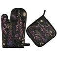 thumbnail image 1 of Yayeee Oven Mitts and Pot Holder Set of 2 Heat Resistant Kitchen Gloves Baking Hot Pad, Dark Gothic Floral, 1 of 5