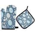 thumbnail image 1 of Yayeee Oven Mitts and Pot Holder Set of 2 Heat Resistant Kitchen Gloves Baking Hot Pad, Easter Eggs, 1 of 5