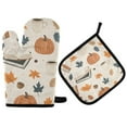 thumbnail image 1 of Yayeee Oven Mitts and Pot Holder Set of 2 Heat Resistant Kitchen Gloves Baking Hot Pad, Fall Books, 1 of 5