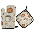 thumbnail image 1 of Yayeee Oven Mitts and Pot Holder Set of 2 Heat Resistant Kitchen Gloves Baking Hot Pad, Fall Pumpkin Pattern, 1 of 5