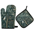 thumbnail image 1 of Yayeee Oven Mitts and Pot Holder Set of 2 Heat Resistant Kitchen Gloves Baking Hot Pad, Floral Forest Scene, 1 of 5