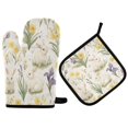 thumbnail image 1 of Yayeee Oven Mitts and Pot Holder Set of 2 Heat Resistant Kitchen Gloves Baking Hot Pad, Floral Rabbit, 1 of 5