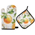 thumbnail image 1 of Yayeee Oven Mitts and Pot Holder Set of 2 Heat Resistant Kitchen Gloves Baking Hot Pad, Floral Watercolor Oranges, 1 of 5