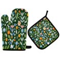 thumbnail image 1 of Yayeee Oven Mitts and Pot Holder Set of 2 Heat Resistant Kitchen Gloves Baking Hot Pad, Flourish Flowers Pattern, 1 of 5