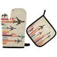 thumbnail image 1 of Yayeee Oven Mitts and Pot Holder Set of 2 Heat Resistant Kitchen Gloves Baking Hot Pad, Flying Planes, 1 of 5