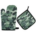 thumbnail image 1 of Yayeee Oven Mitts and Pot Holder Set of 2 Heat Resistant Kitchen Gloves Baking Hot Pad, Forest Camouflage Pattern, 1 of 5