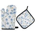 thumbnail image 1 of Yayeee Oven Mitts and Pot Holder Set of 2 Heat Resistant Kitchen Gloves Baking Hot Pad, Forget Me Not, 1 of 5