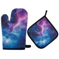thumbnail image 1 of Yayeee Oven Mitts and Pot Holder Set of 2 Heat Resistant Kitchen Gloves Baking Hot Pad, Galaxy Pattern, 1 of 5