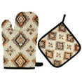 thumbnail image 1 of Yayeee Oven Mitts and Pot Holder Set of 2 Heat Resistant Kitchen Gloves Baking Hot Pad, Geometric Designs, 1 of 5
