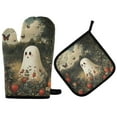 thumbnail image 1 of Yayeee Oven Mitts and Pot Holder Set of 2 Heat Resistant Kitchen Gloves Baking Hot Pad, Ghost in Strawberry Fields, 1 of 5