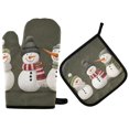 thumbnail image 1 of Yayeee Oven Mitts and Pot Holder Set of 2 Heat Resistant Kitchen Gloves Baking Hot Pad, Gray Cute Snowmen, 1 of 5