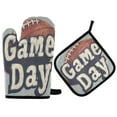 thumbnail image 1 of Yayeee Oven Mitts and Pot Holder Set of 2 Heat Resistant Kitchen Gloves Baking Hot Pad, Gray Game Day, 1 of 5